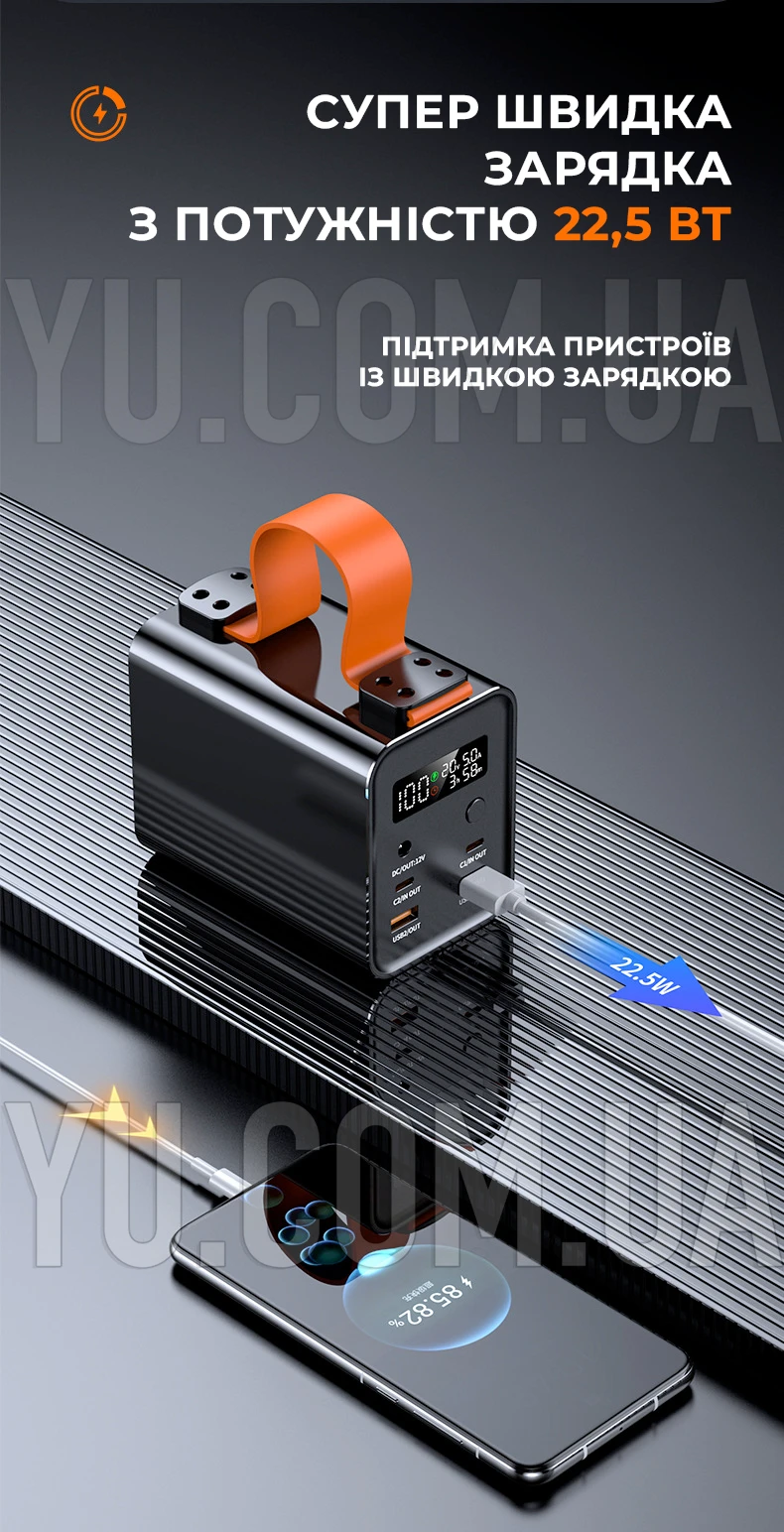 Зовнішній акумулятор power bank 60000мАг 100Вт KP KG-600 для ноутбуків Зовнішній акумулятор power bank 60000мАг 100Вт KP KG-600 для ноутбуків